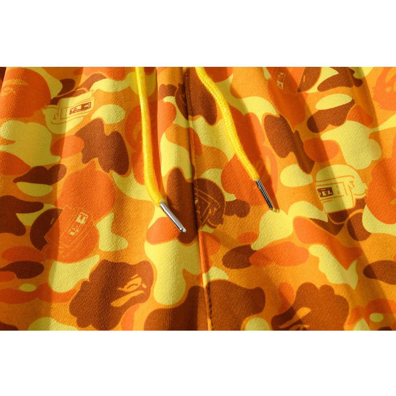 Bathing Ape Shorts Orange Camouflage Cotton Shorts Men Teenagers Student Cropped Shorts