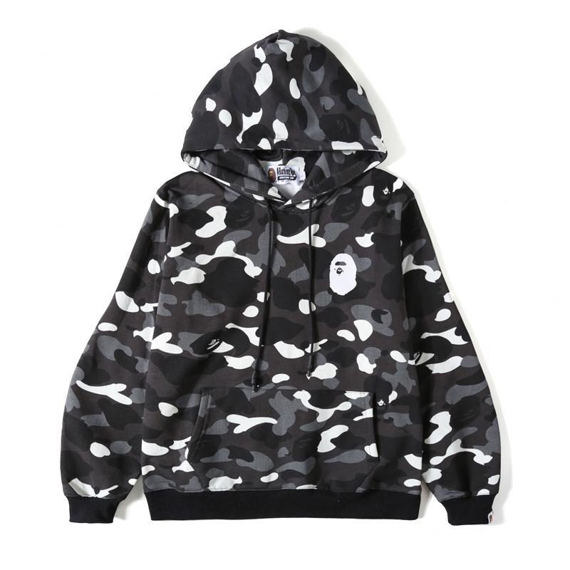 Bathing Ape Hoodie Shark Camouflage Luminous Embroidered Hoodie Hip Hop Men's and Women's Hoodie Coat