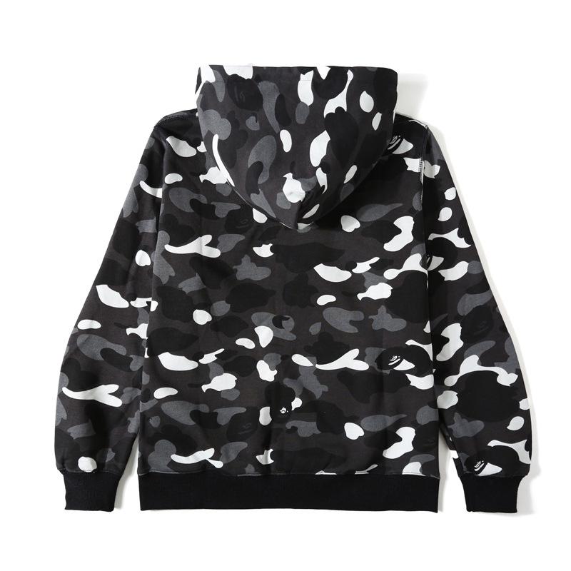 Bathing Ape Hoodie Shark Camouflage Luminous Embroidered Hoodie Hip Hop Men's and Women's Hoodie Coat