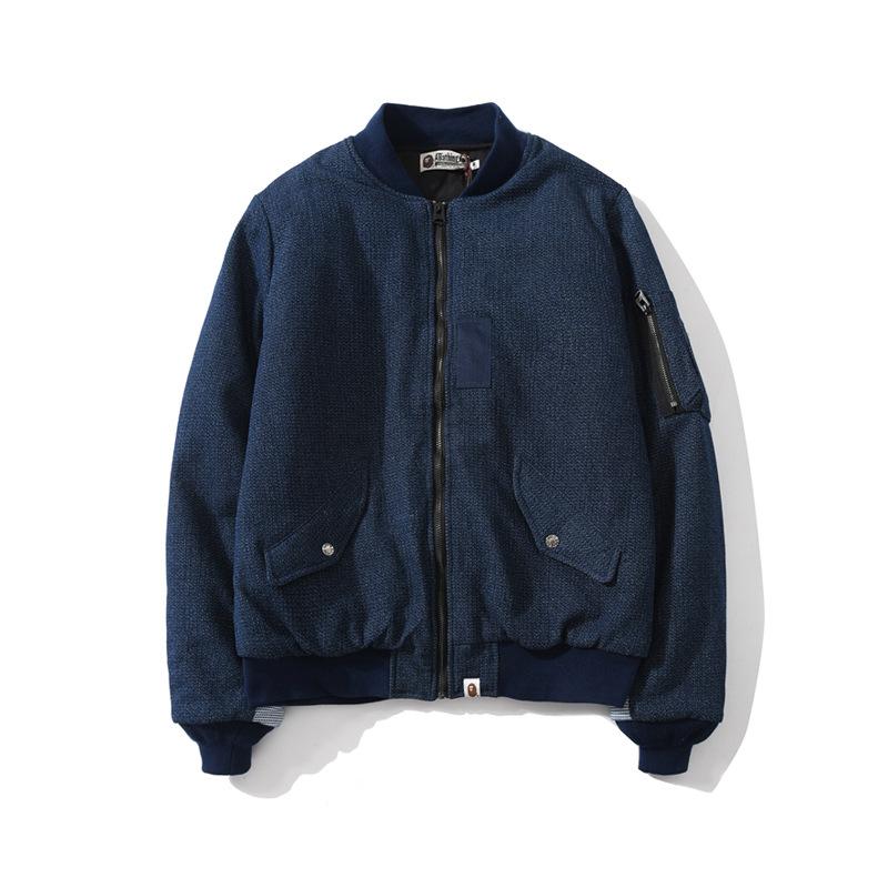 Bathing Ape Coat Denim Washed Cloth Baseball Cotton Coat Jacket Autumn and Winter Teenagers Men and Women