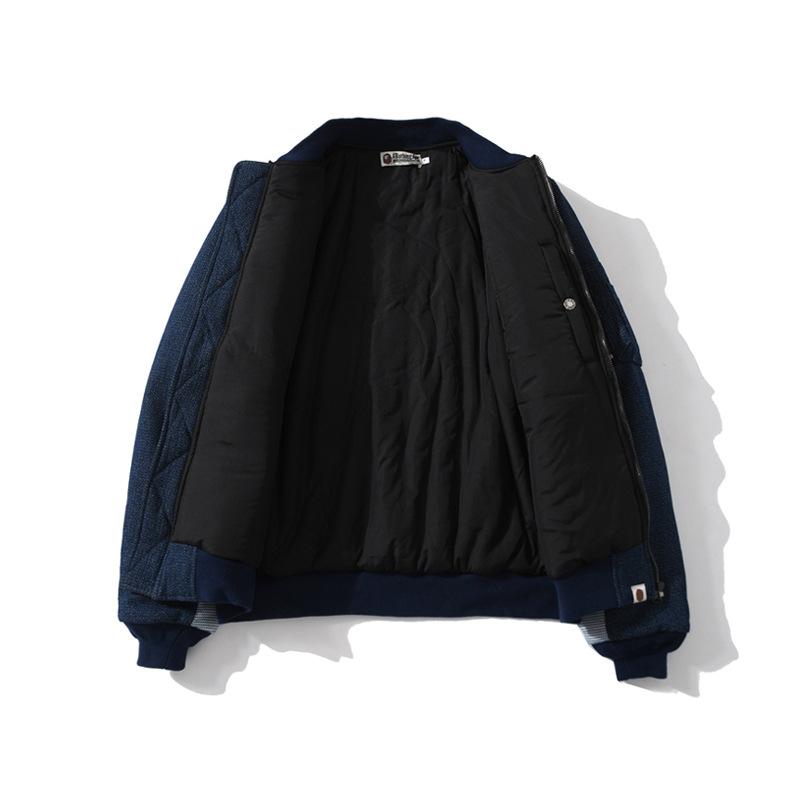 Bathing Ape Coat Denim Washed Cloth Baseball Cotton Coat Jacket Autumn and Winter Teenagers Men and Women