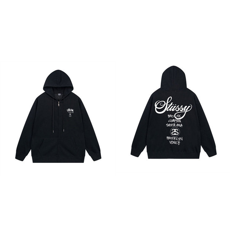 Stussy Hoodie Zip-Up Cardigan Fleece Hooded Sweater