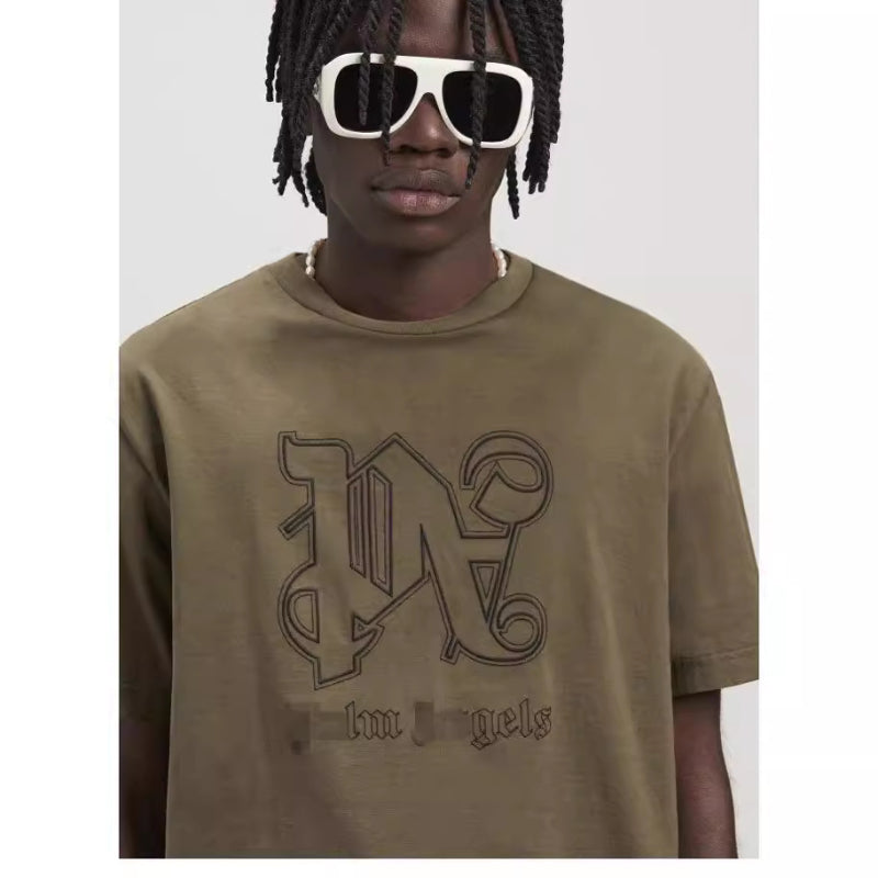 Palm Angels T-shirt Embroidered Letter Logo Short Sleeve T-shirt