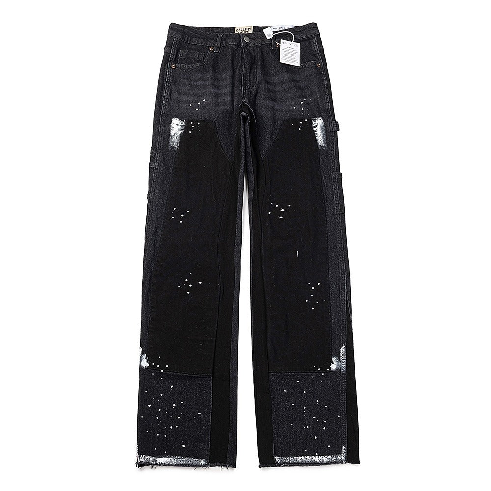 Gallery Dept Jeans handmade ink splashing splicing contrasting color micro-pull denim trousers