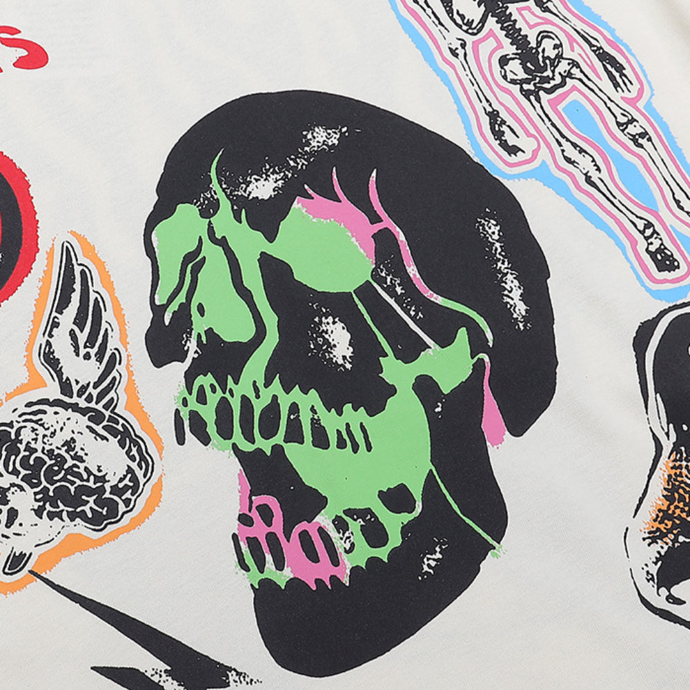 Gallery Dept T Shirts Hip Hop Skull Design Printed Short Sleeve