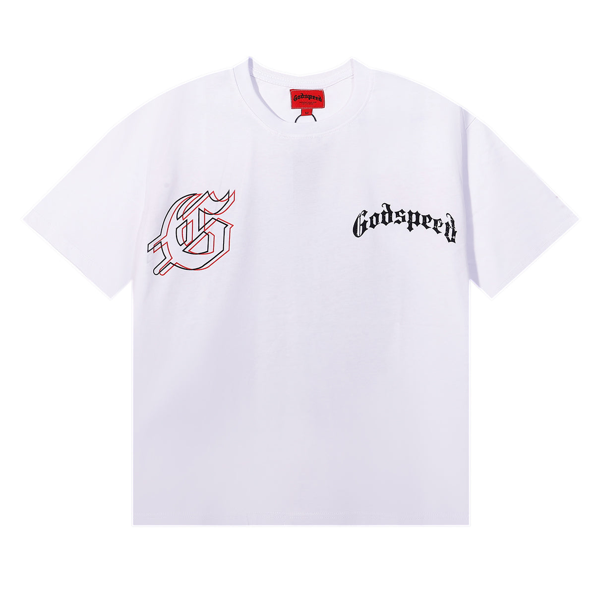 Godspeed T-shirts Double Sided Skull Face Printed Cotton Casual Short Sleeve Men and Women