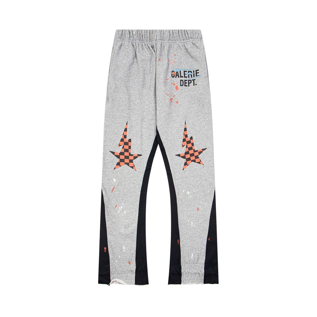 Gallery Dept Sweatpants Hand-painted splashed ink letter patch splicing casual trousers
