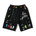 Gallery Dept Shorts Hand Painted Graffiti Ink Splashed Alphabet Casual Shorts