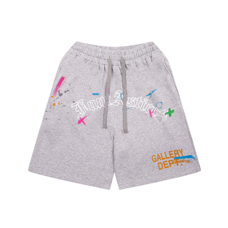 Gallery Dept Shorts Hand Painted Splash Ink Graffiti Alphabet Casual Shorts
