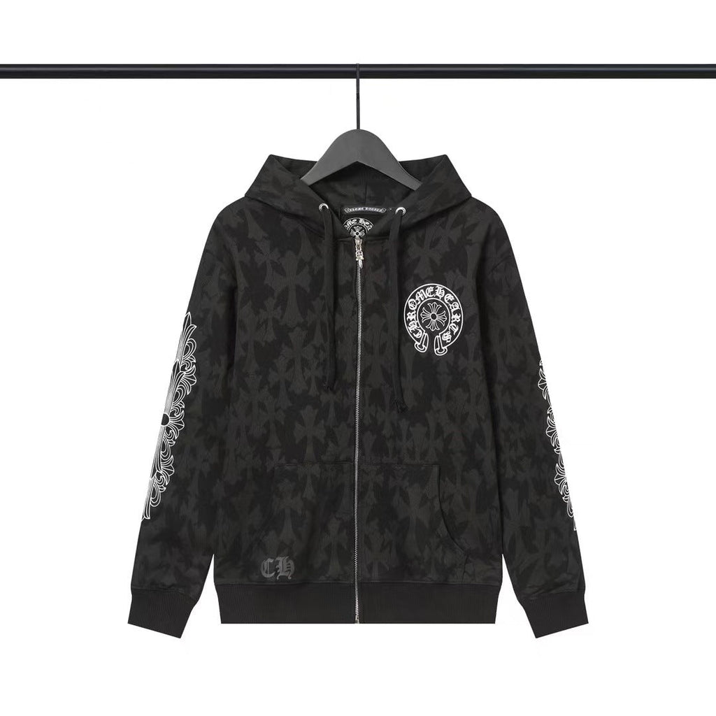 Chrome Heart Hoodie Loren Dark Pattern Ten Raven Hoof Fan Loose Jacket