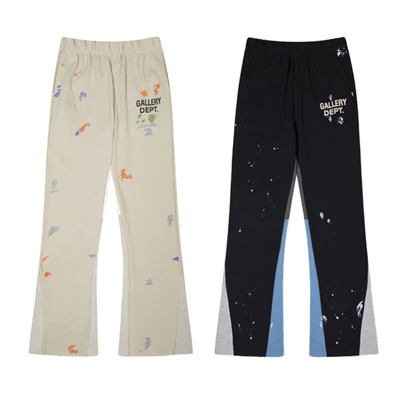 Gallery Dept Sweatpants Hand Painted Ink Splashing Graffiti Splicing Contrast Trousers