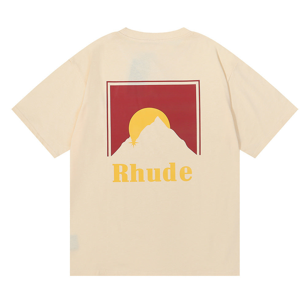 Rhude T-shirt Sunset Design Sense Printed Short Sleeve T-shirt