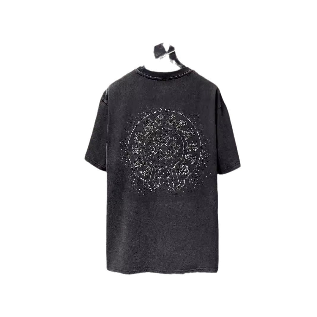 Chrome Heart T Shirts Croix Cross Color Leather Printed Short Sleeve T-Shirt