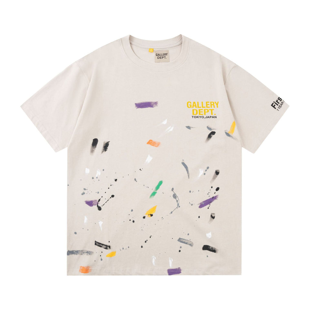 Gallery Dept T-Shirt Hand Painted Color Graffiti Print Short Sleeve T-Shirt