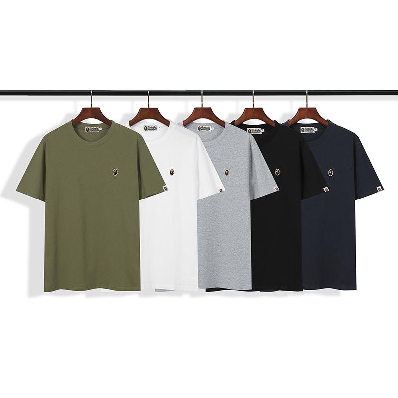 Bathing Ape T-Shirt Embroidered Ape Head Short Sleeve Cotton T-shirt