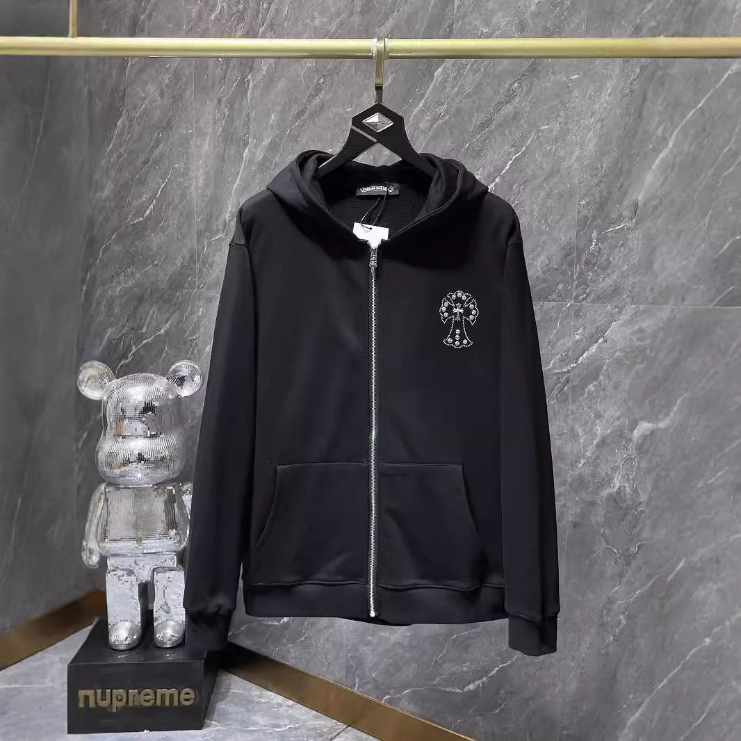 Chrome Heart Hoodie Autumn Winter Crowe Hot Diamond Cross Hooded Sweater Loose
