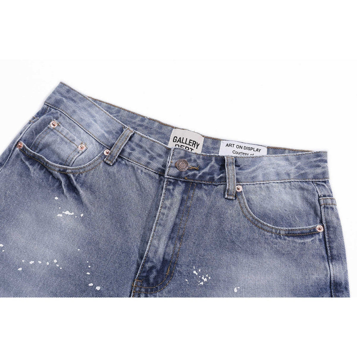 Gallery Dept Jeans with Artistic Ink Splatter and Distressed Flares