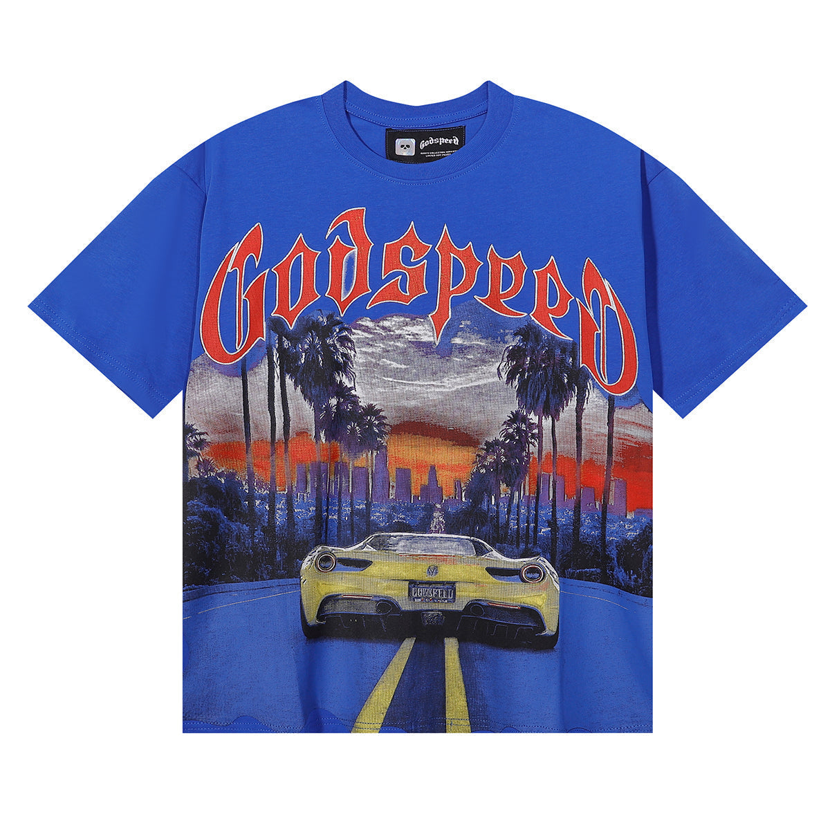 Godspeed T-shirts Road Supercar Printed Cotton Casual Short Sleeve Men and Women
